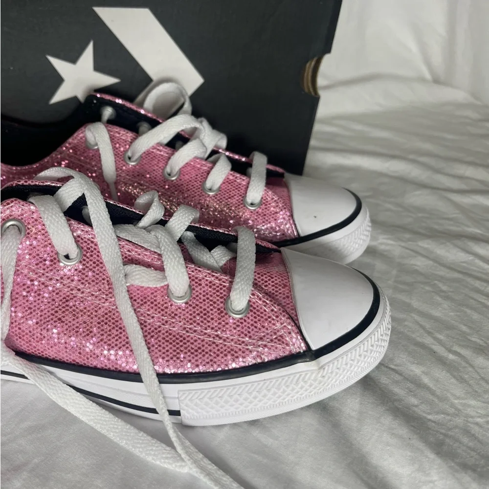New converse size 3 girls youth‎ pink glitter sneakers shoes